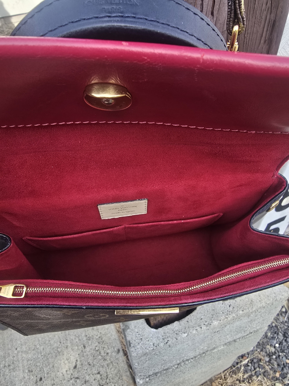 Louis Vuitton Two-Tone Monogram Top Handle Bag in Red and Brown - Picture 5 of 7
